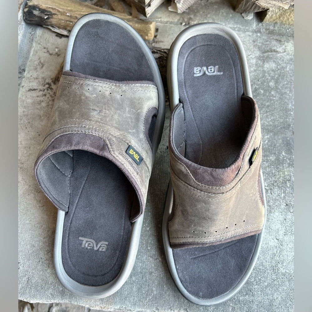 Teva Langdon true outdoor classic mens slide waterproof leather sandal Sz-14. L
